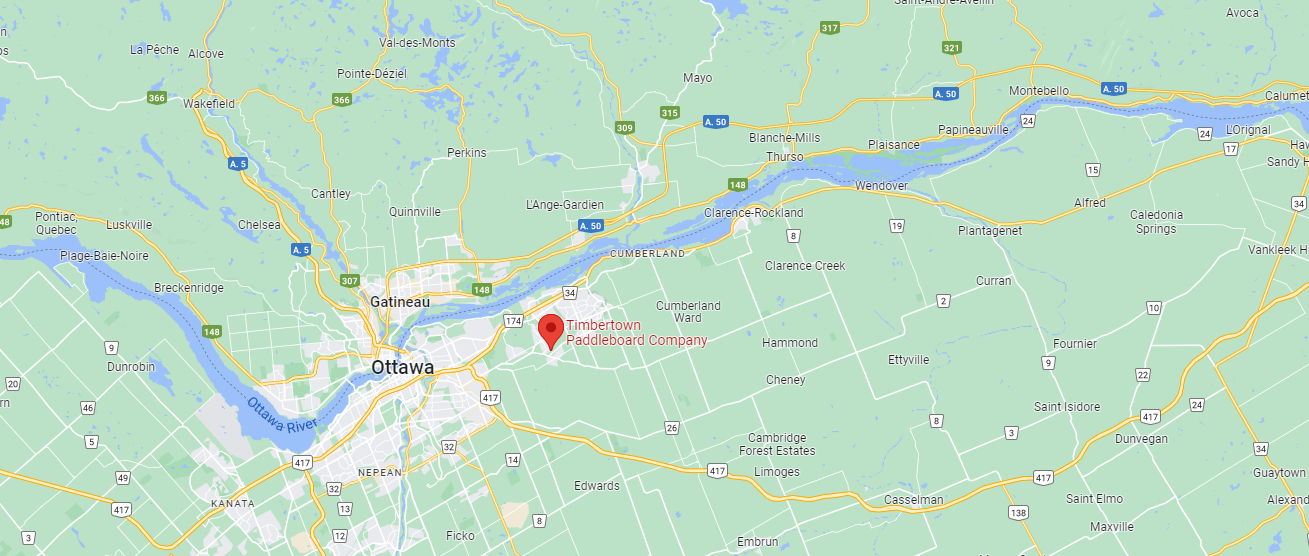 google map of Timbertown Paddleboard Company in Ottawa, Ontario